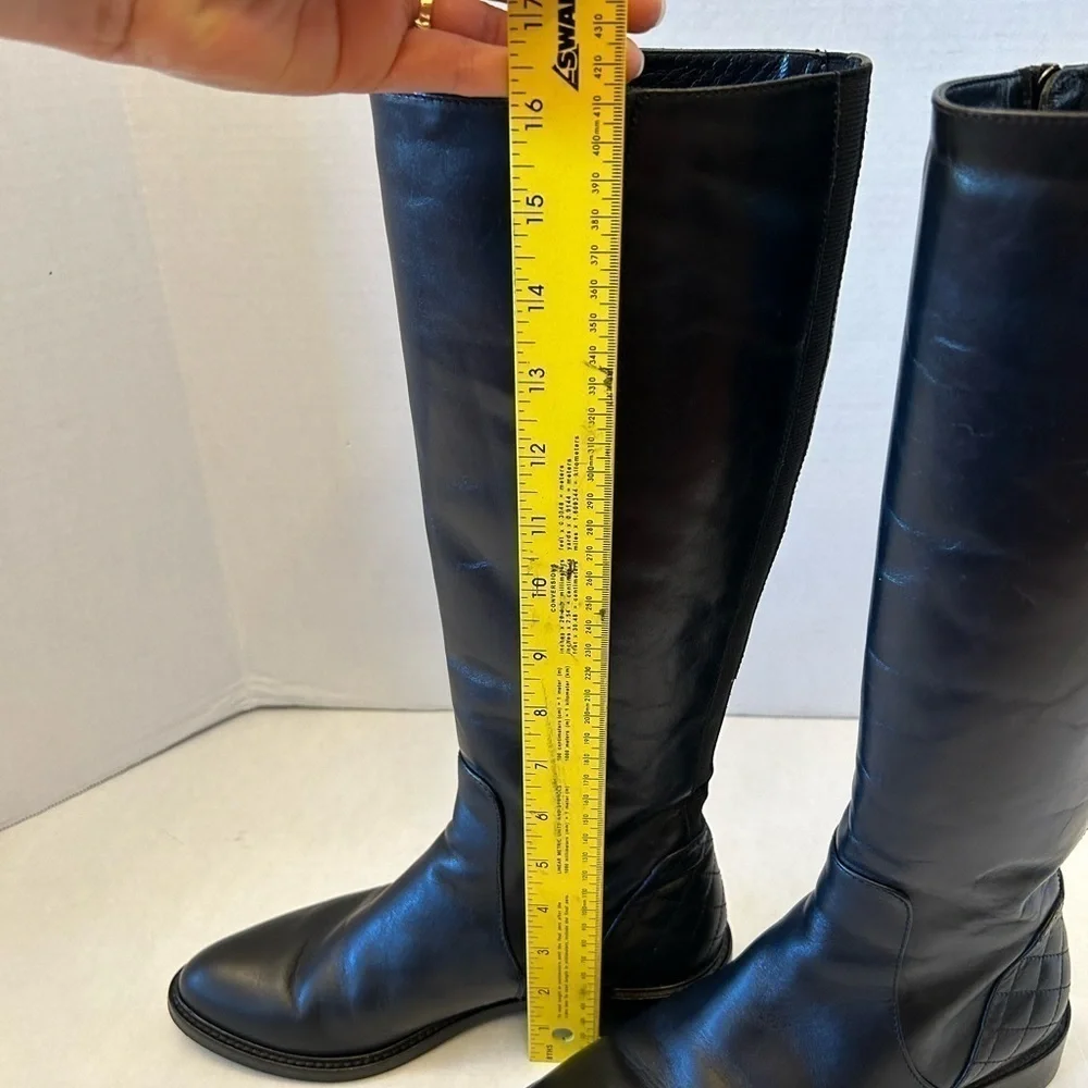 Aquatalia Geneva diamond toe water proof black leather riding boots in size 7. J